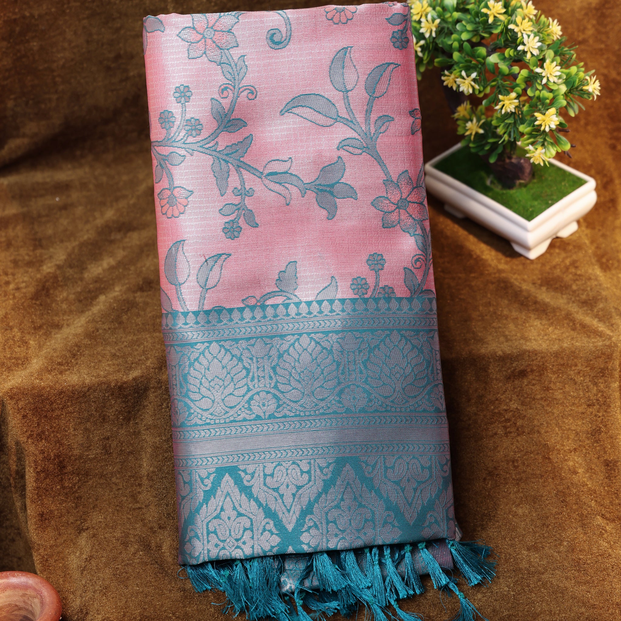 Pink Color Lichi Silk Saree