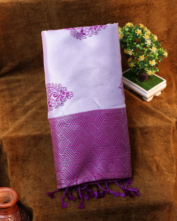 Lavender Color Lichi Silk Saree