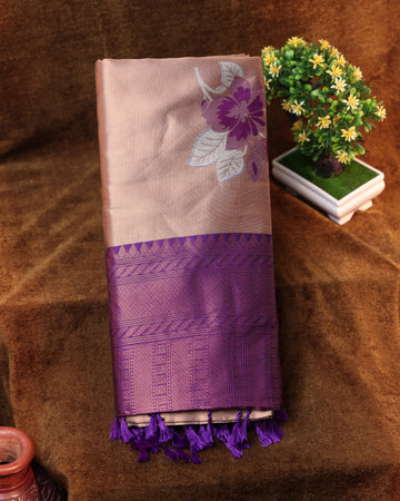 Copper Color Lichi Silk Saree