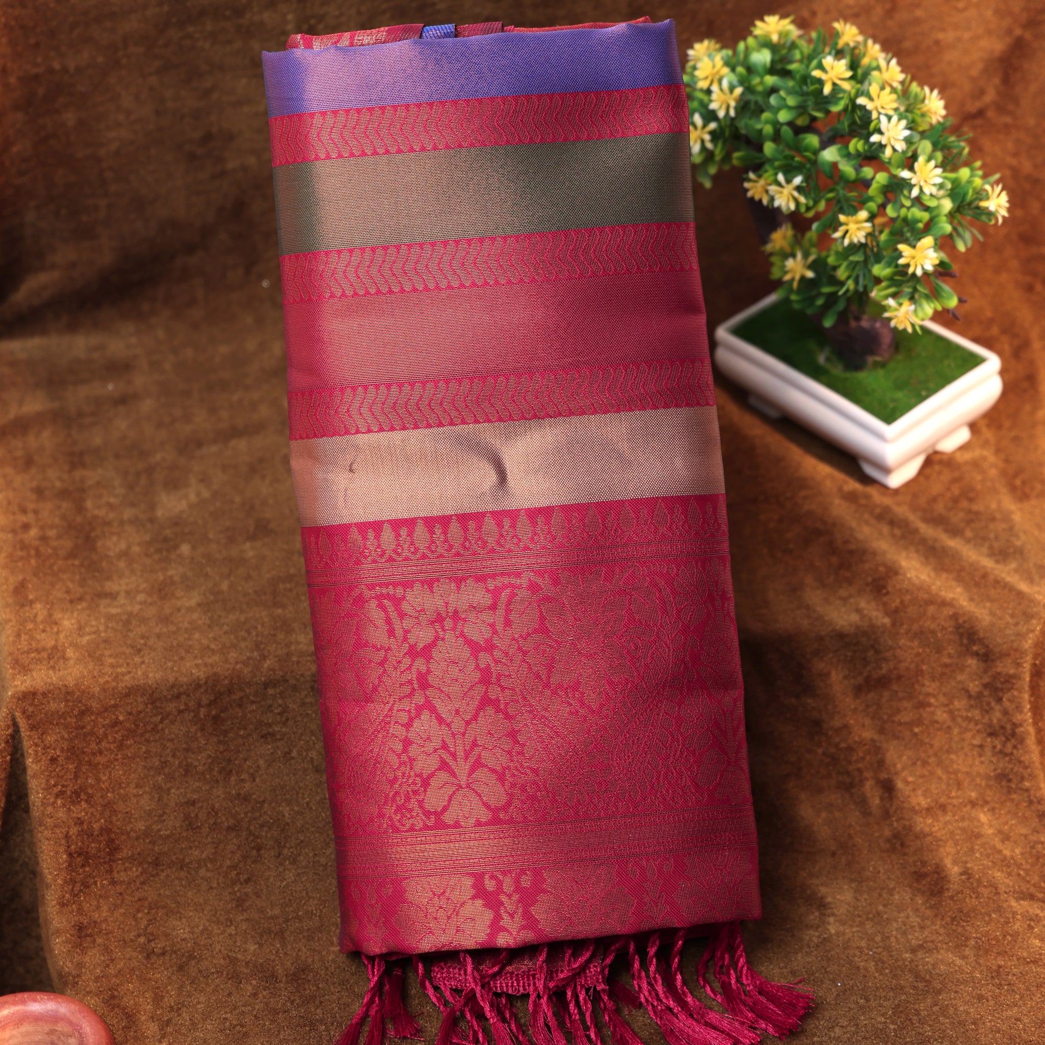 Multi Color Lichi Silk Saree