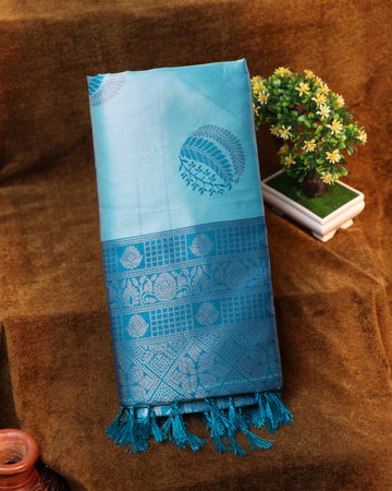 Light Blue Color Lichi Silk Saree