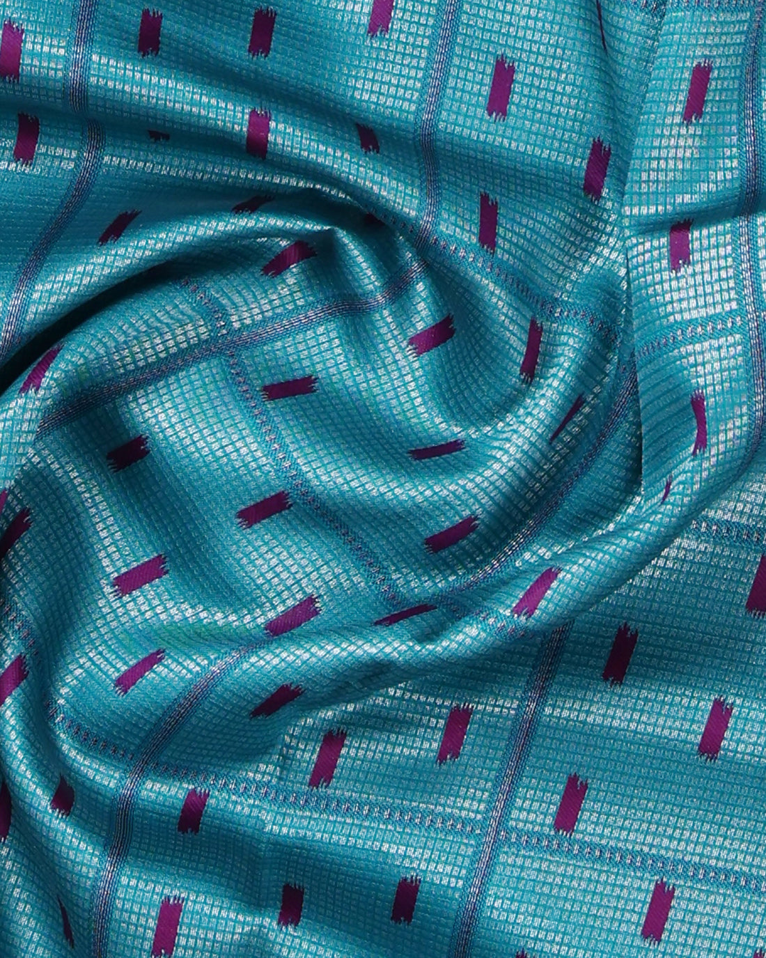 Blue Color Lichi Silk Saree