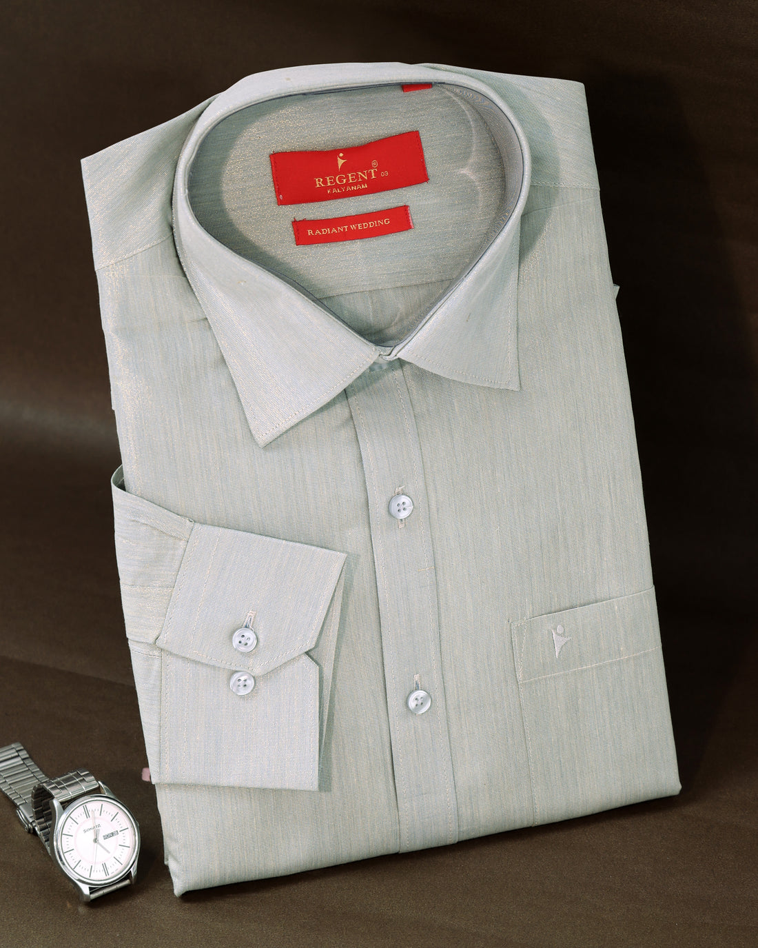 Men's Silver Color Traditional Regular Fit Shirt & Dhoti Set