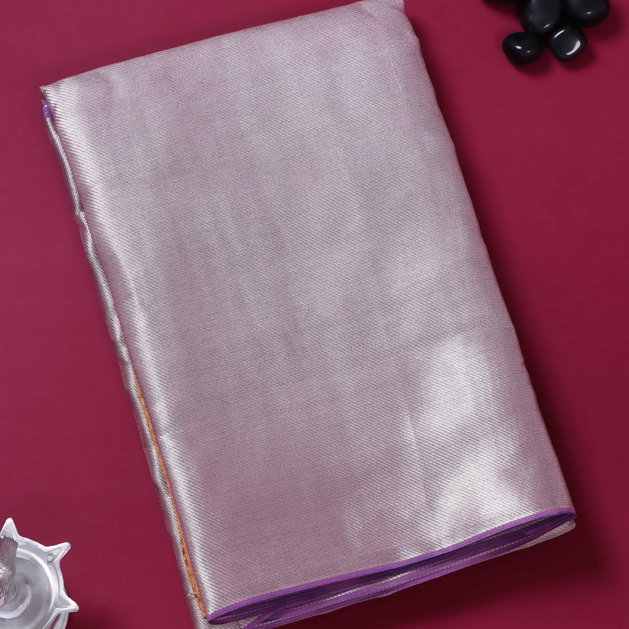 Ethnic Solid Tissue Saree - Purple