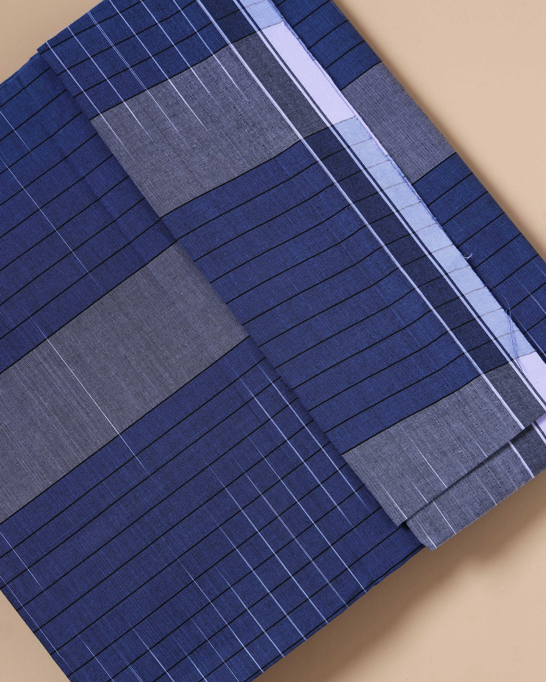 Nandu Brand Blue Striped 2.20 m Stitched Lungi