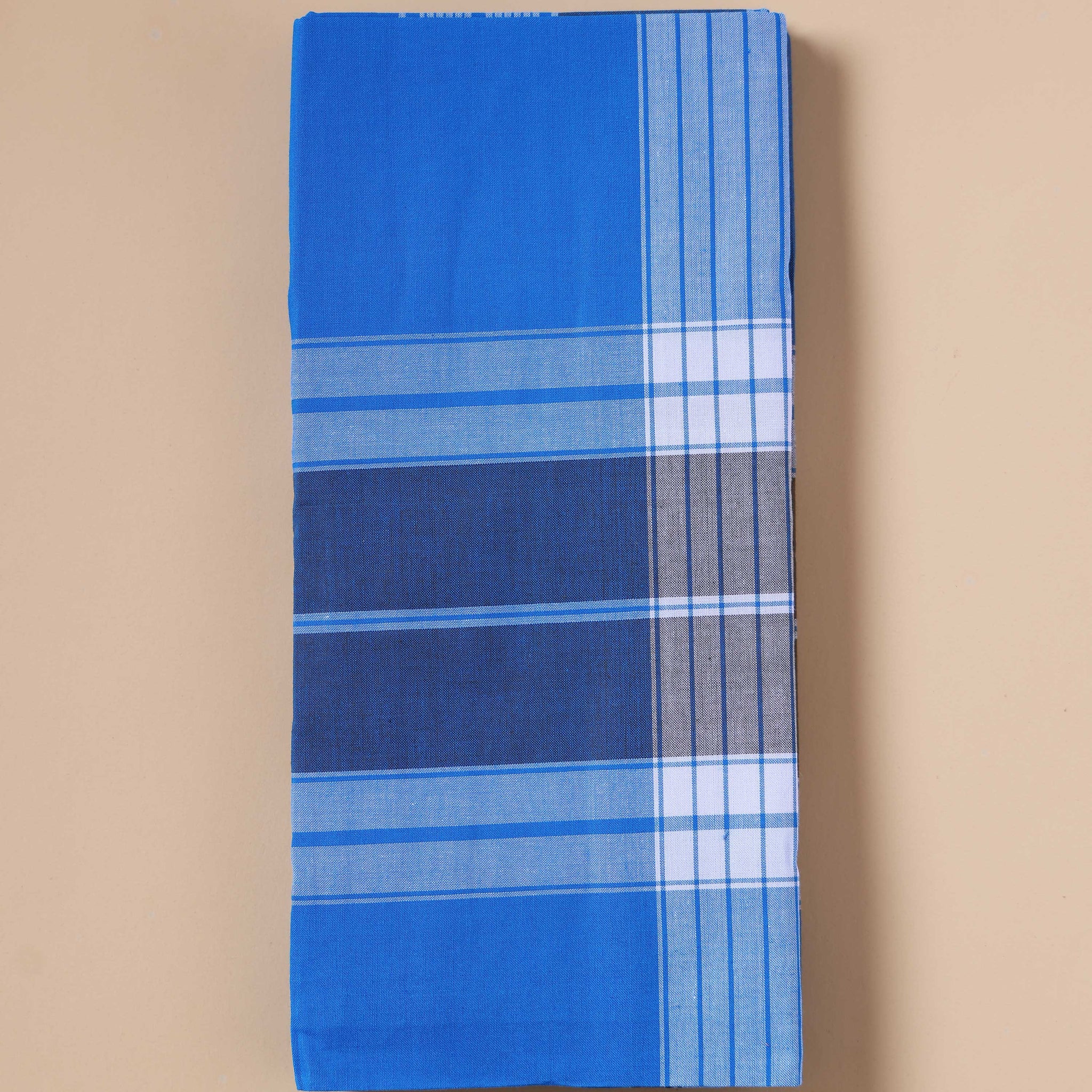 999 Brand Men's Premium Cotton Striped Lungi Stitched - Blue