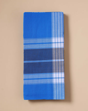 999 Brand Men's Premium Cotton Striped Lungi Stitched - Blue