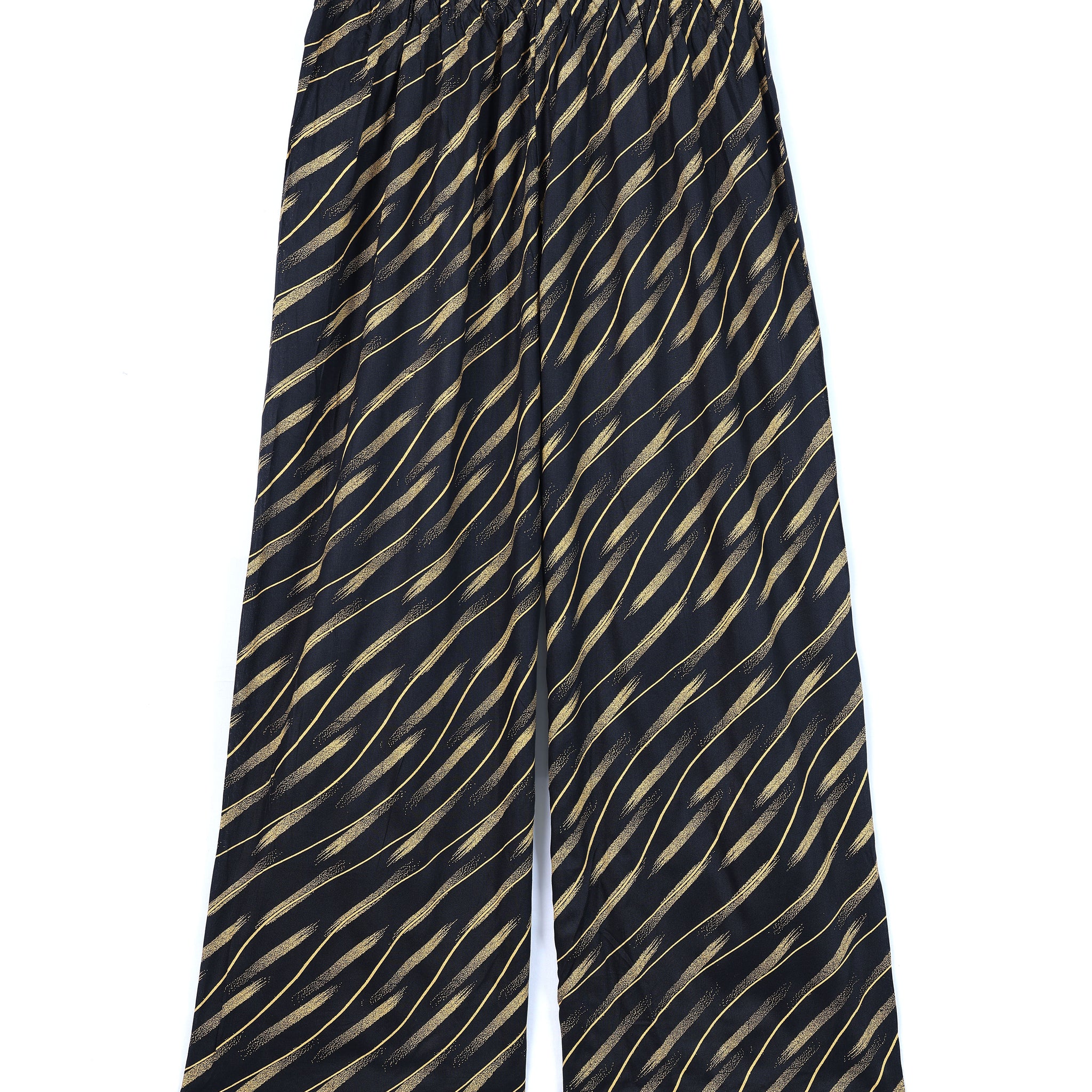 Dark Green Striped Womens Palazzo