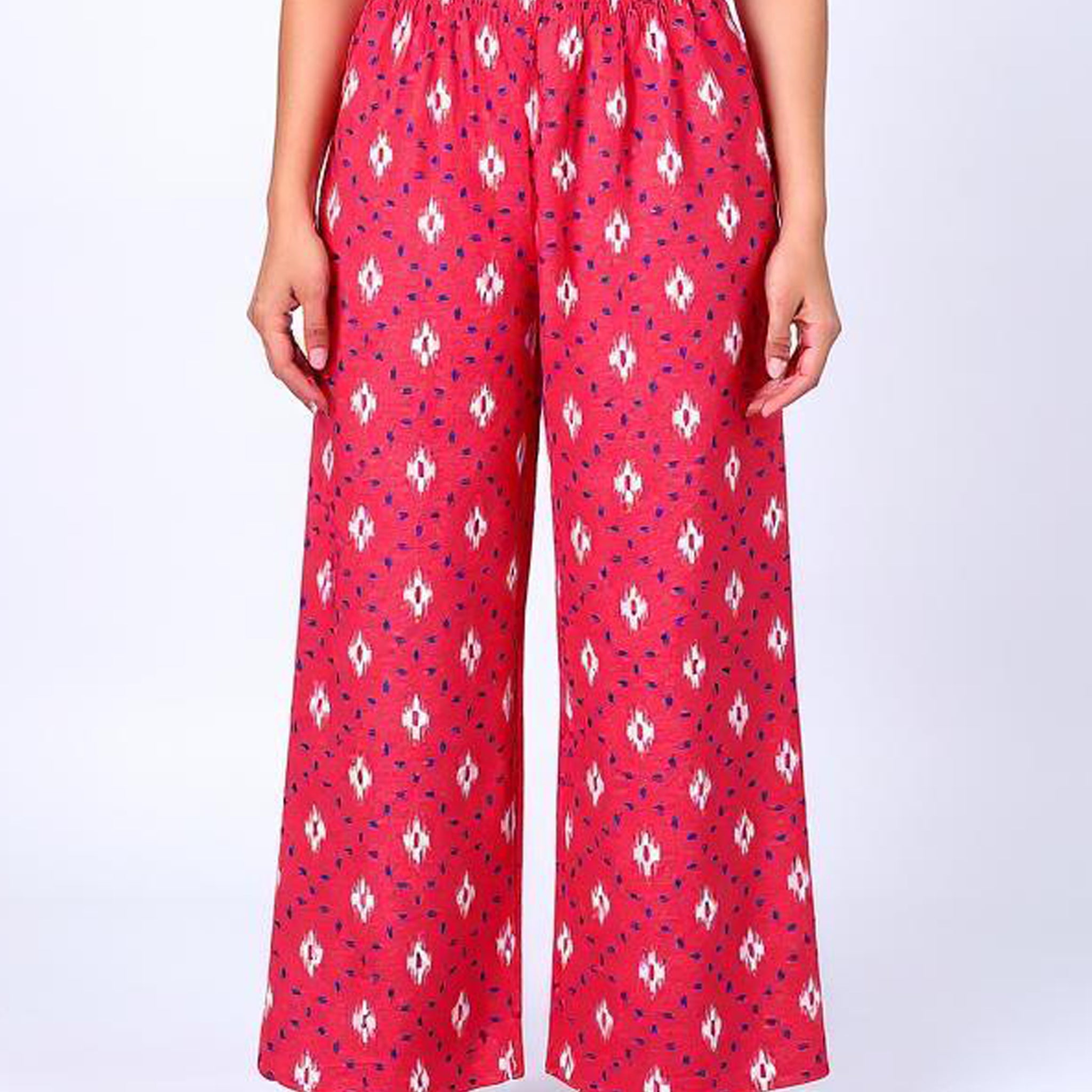 Ethnic Print Relaxed Fit Palazzo Pant - Pink