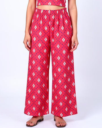 Ethnic Print Relaxed Fit Palazzo Pant - Pink