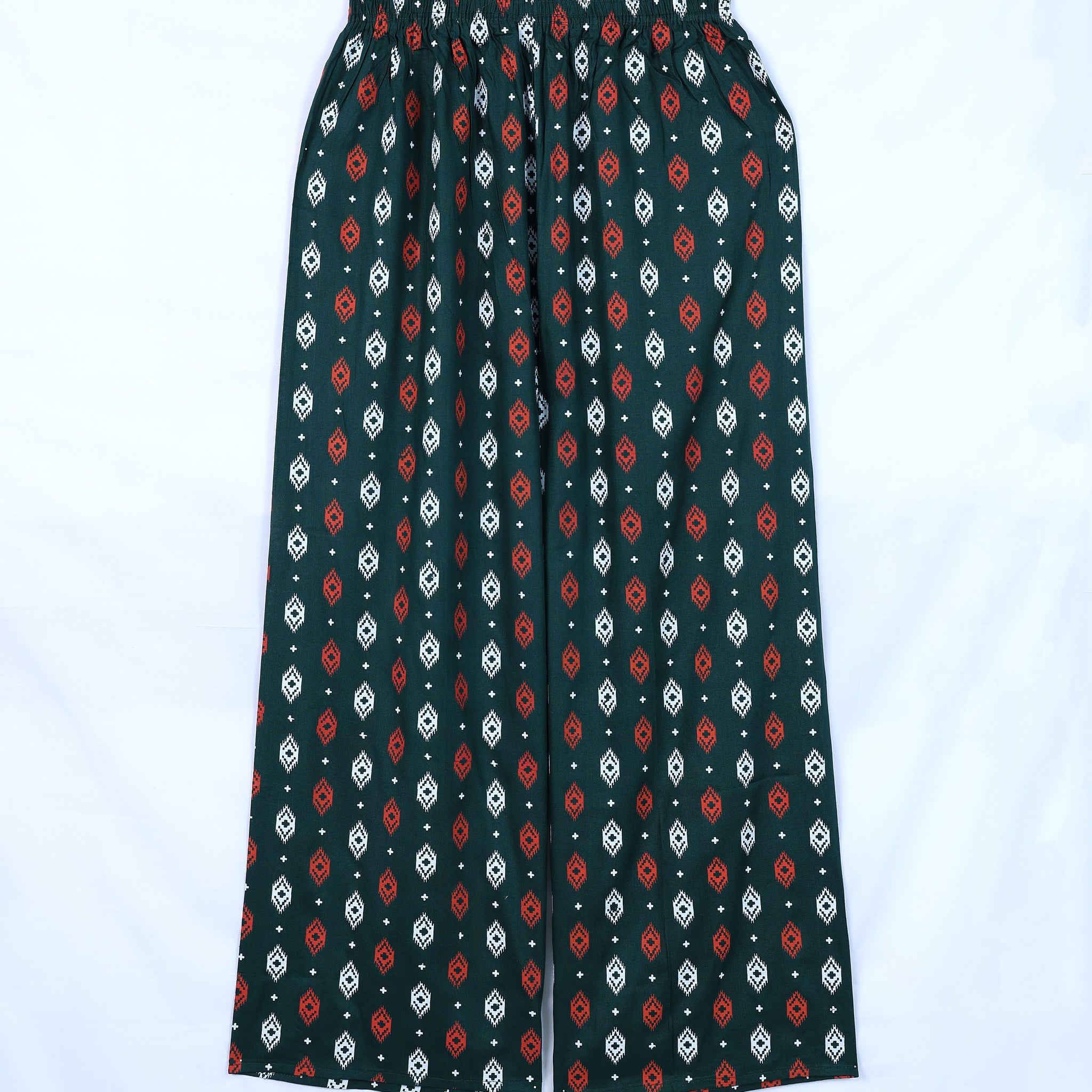 Dark Green Printed Womens Palazzo