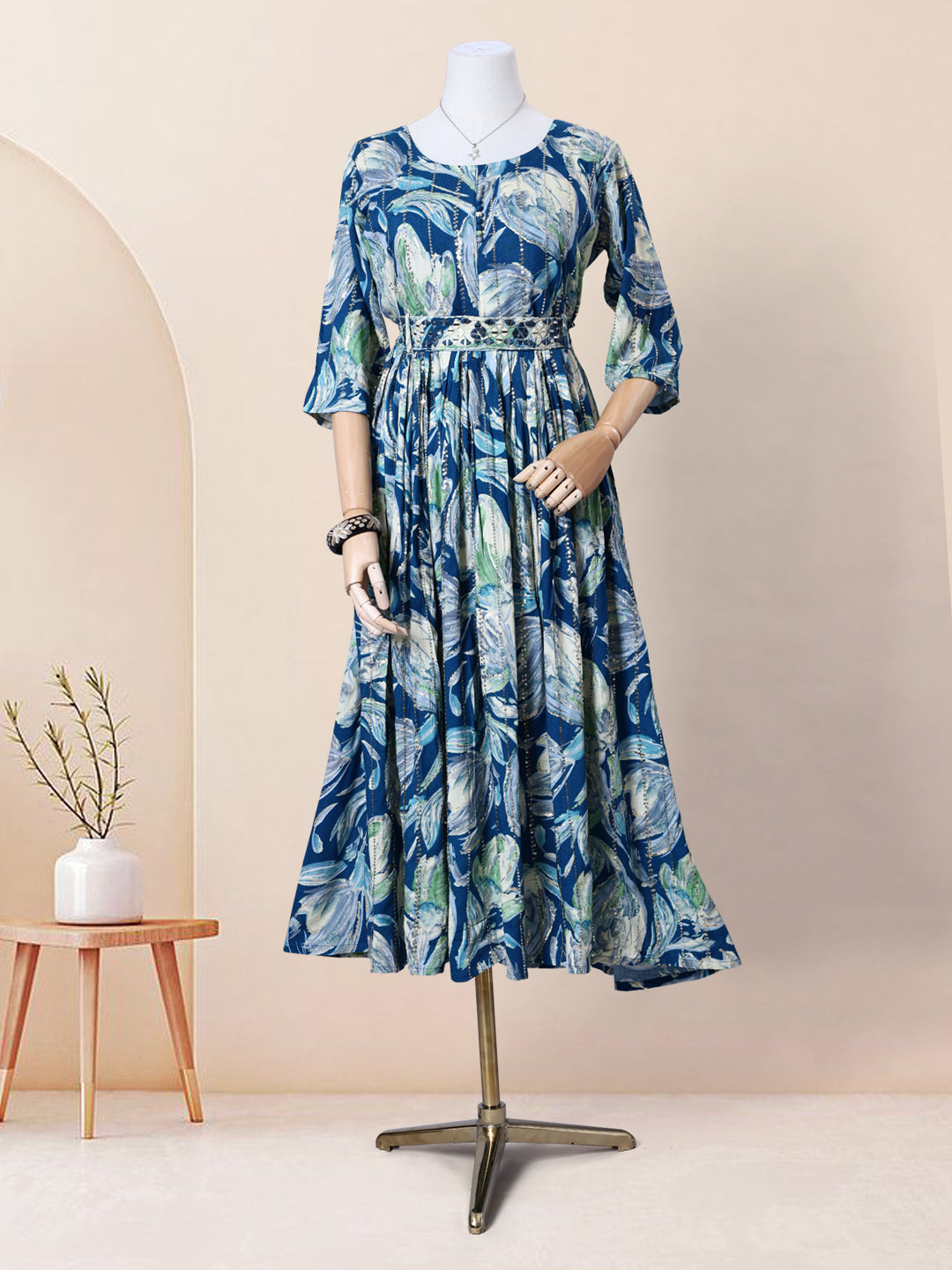 Designer Blue Printed Women's Kurti