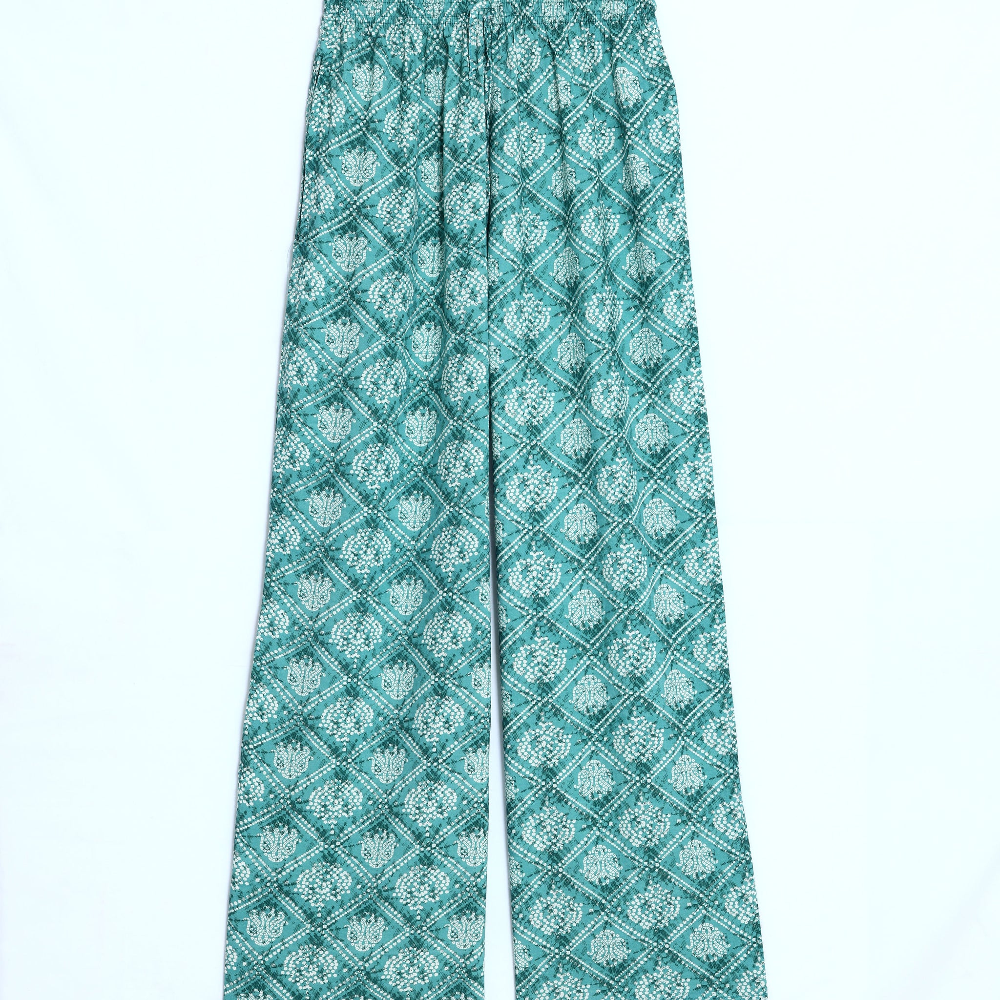 Green Printed Womens Palazzo