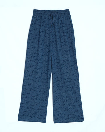 Teal Blue Printed Womens Palazzo