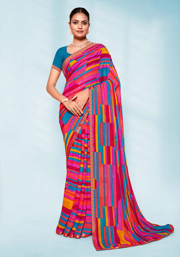 Chiffon Pink Colour Sarees - Naaz-vol-03