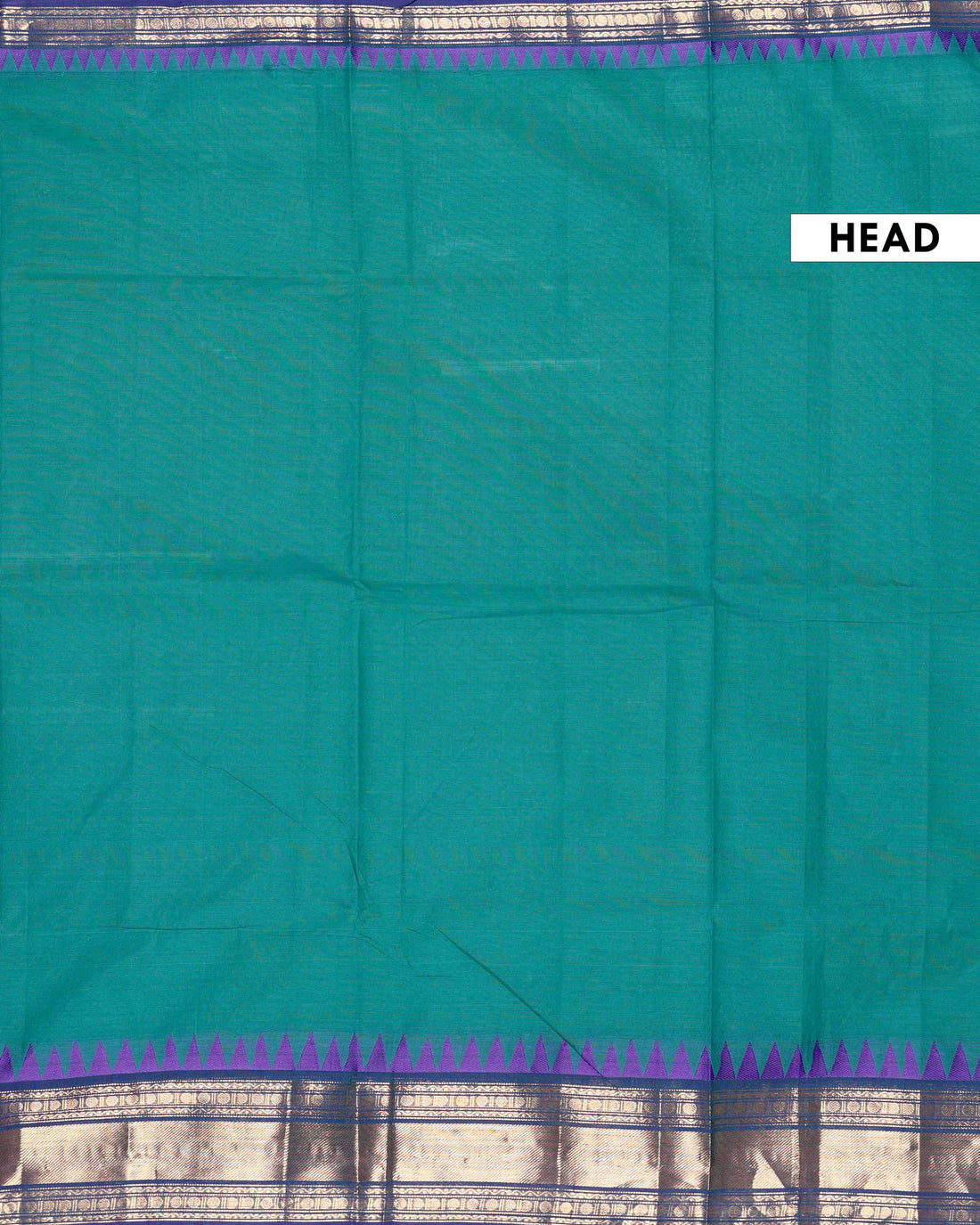 Traditional Handloom Chettinad Cotton Saree with Geometric Woven Border and Textured Body  - Green