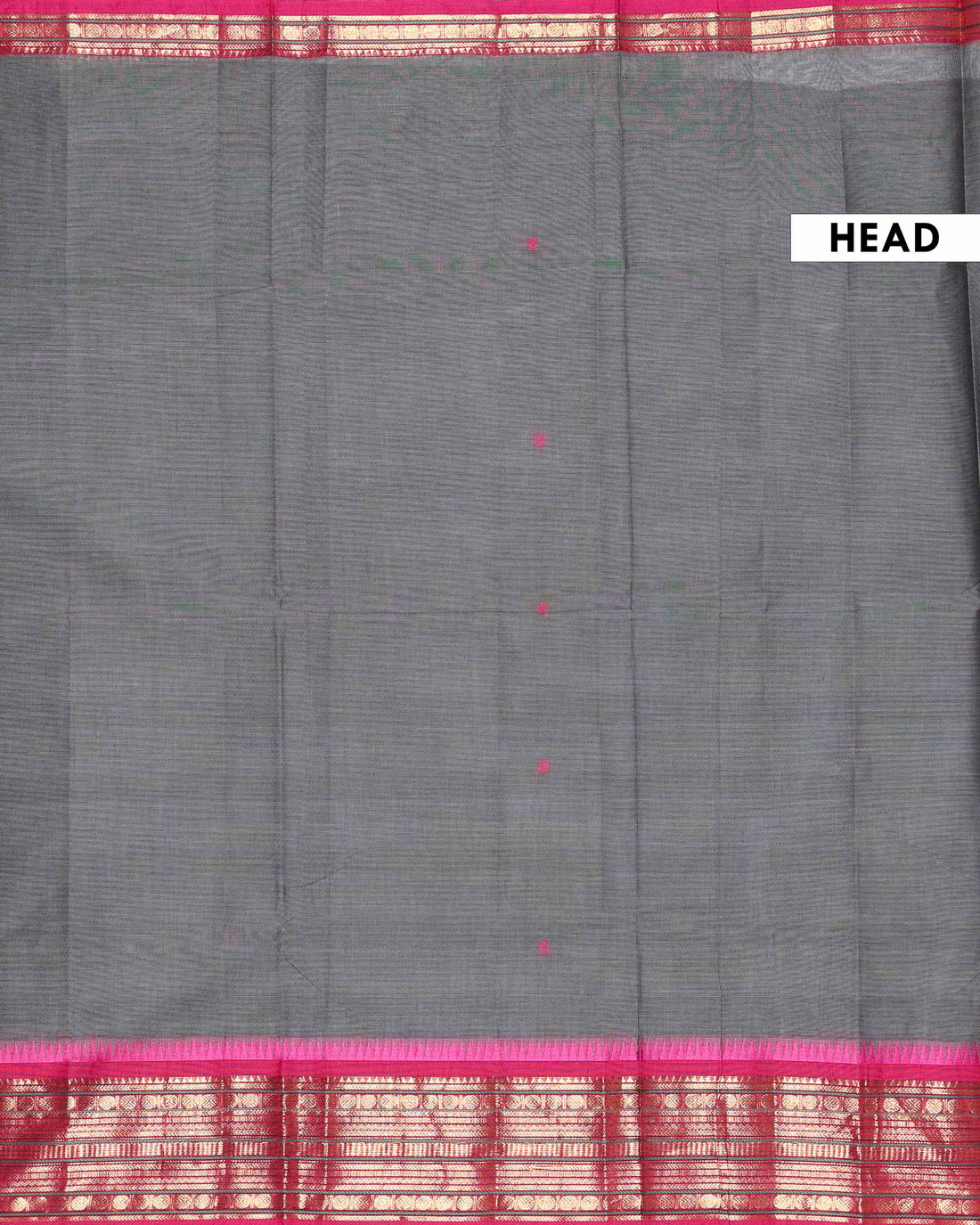 Traditional Handloom Chettinad Cotton Saree with Woven Temple Border and Subtle Motif Detailing - Grey