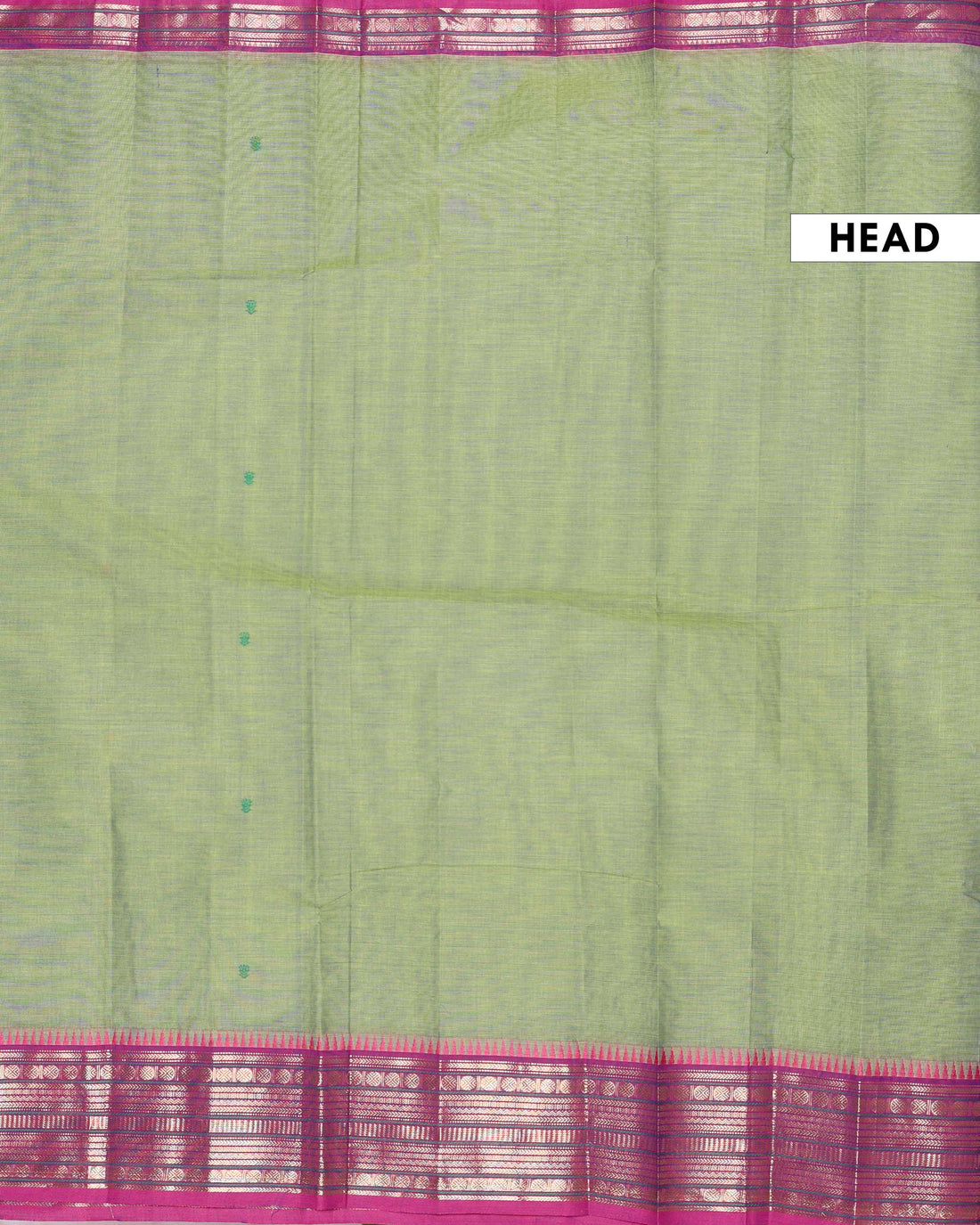 Traditional Handloom Chettinad Cotton Saree with Woven Temple Border and Subtle Motif Detailing - Light Green