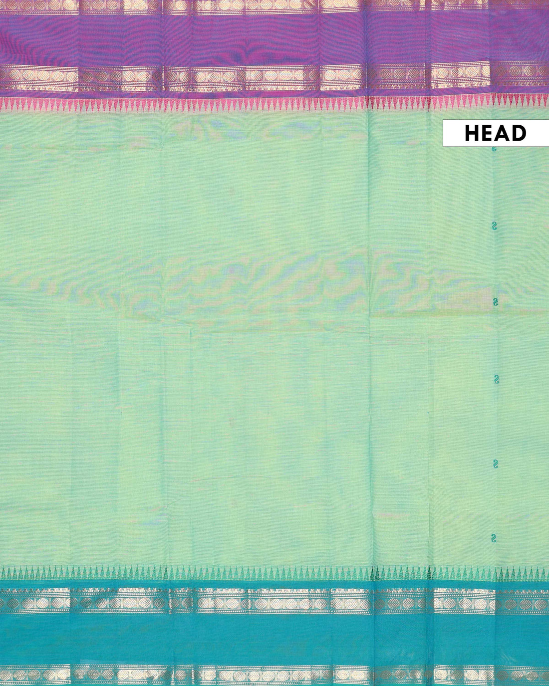 Traditional Handloom Chettinad Cotton Saree with Woven Temple Border and Geometric Motif Detailing - Green