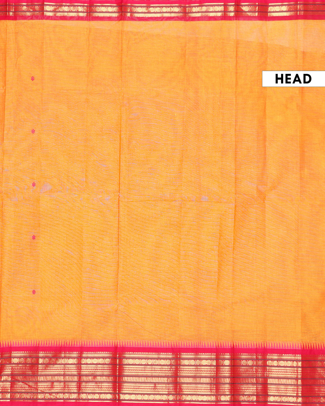 Elegant Handloom Chettinad Cotton Saree with Woven Temple Border and Subtle Motif Detailing - Orange