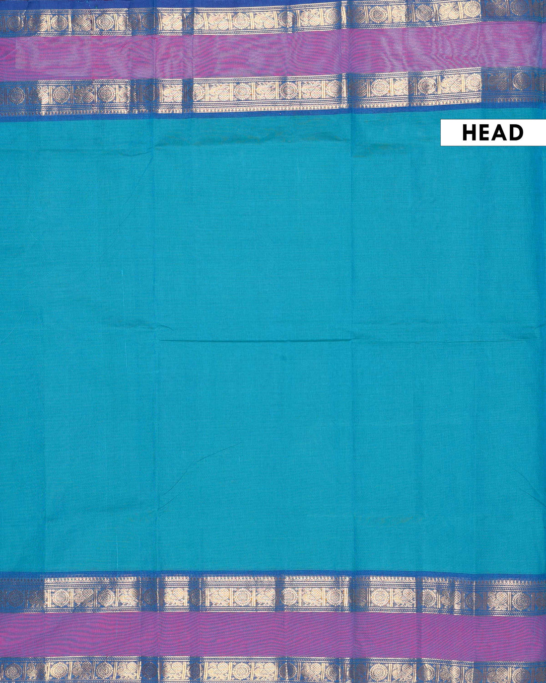 Elegant Handloom Chettinad Cotton Saree with Zari Peacock Motif Border and Contrast Pallu - Teal