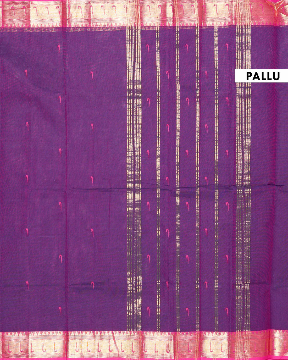 Elegant Handloom Chettinad Cotton Saree with Traditional Zari Border - Purple