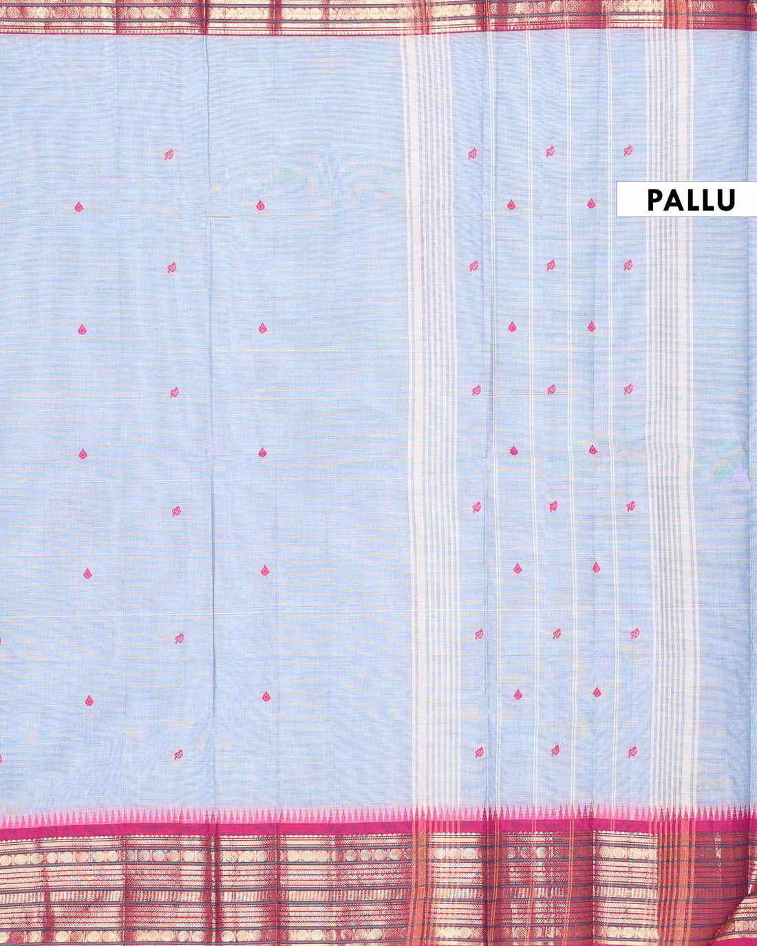 Traditional Handloom Chettinad Cotton Saree with Zari Woven Temple Border and Classic Contrast Pallu Design - Grey