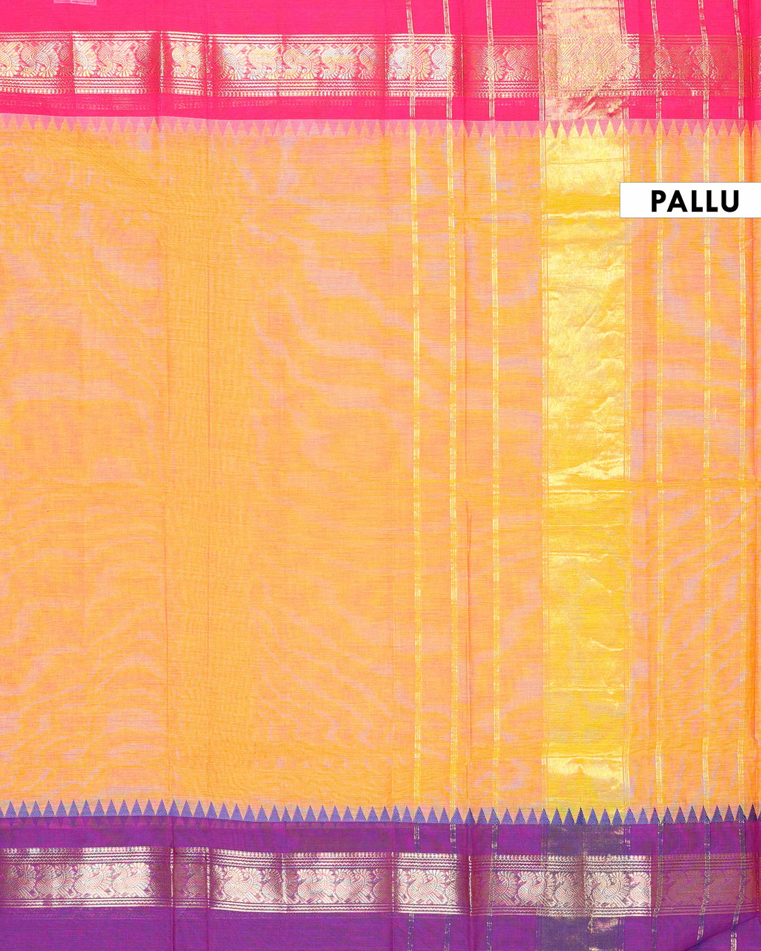 Traditional Handloom Chettinad Cotton Saree with Zari Woven Temple Border and Elegant Contrast Pallu Design - Orange