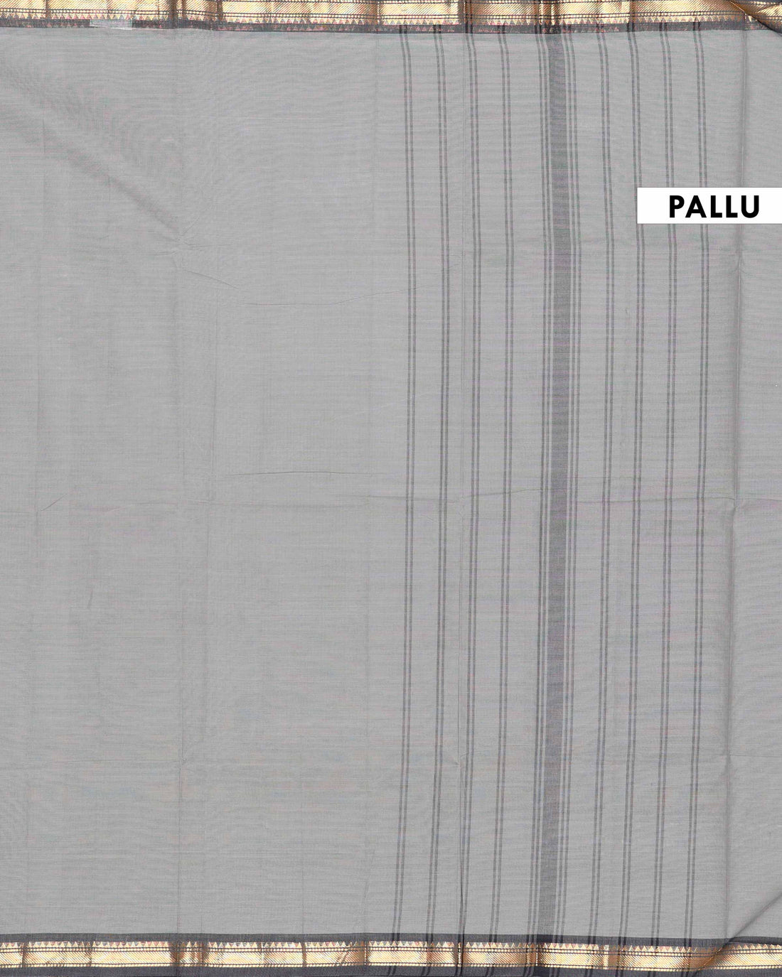 Traditional Handloom Chettinad Cotton Saree with Contrast Zari Border - Grey