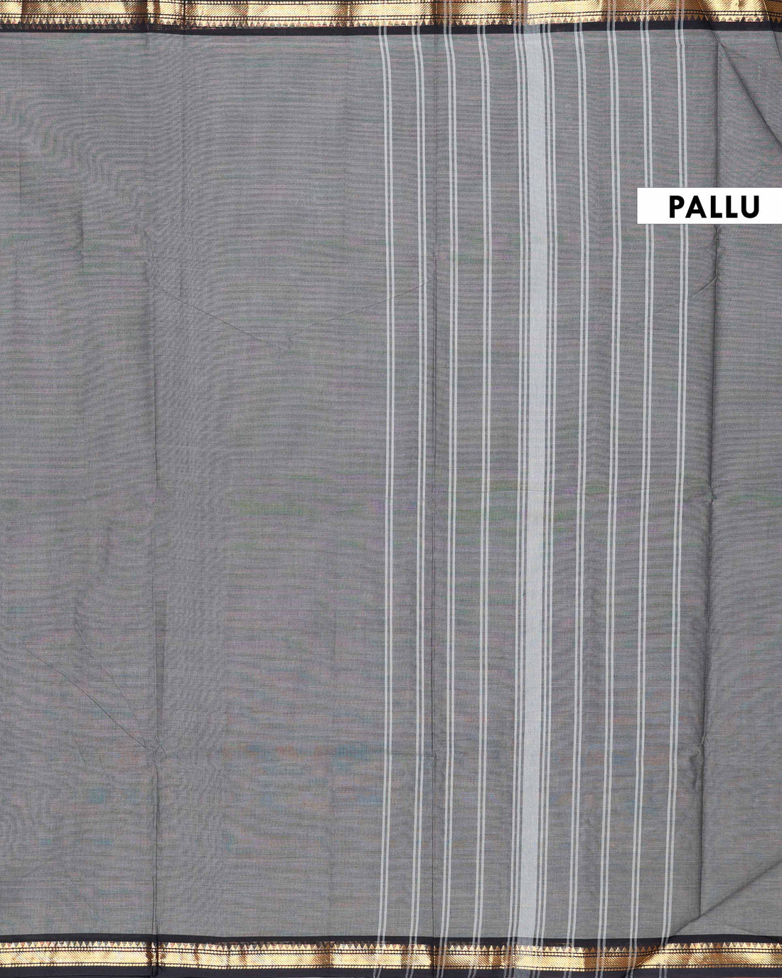 Traditional Handloom Chettinad Cotton Saree with Contrast Zari Border - Dark Grey