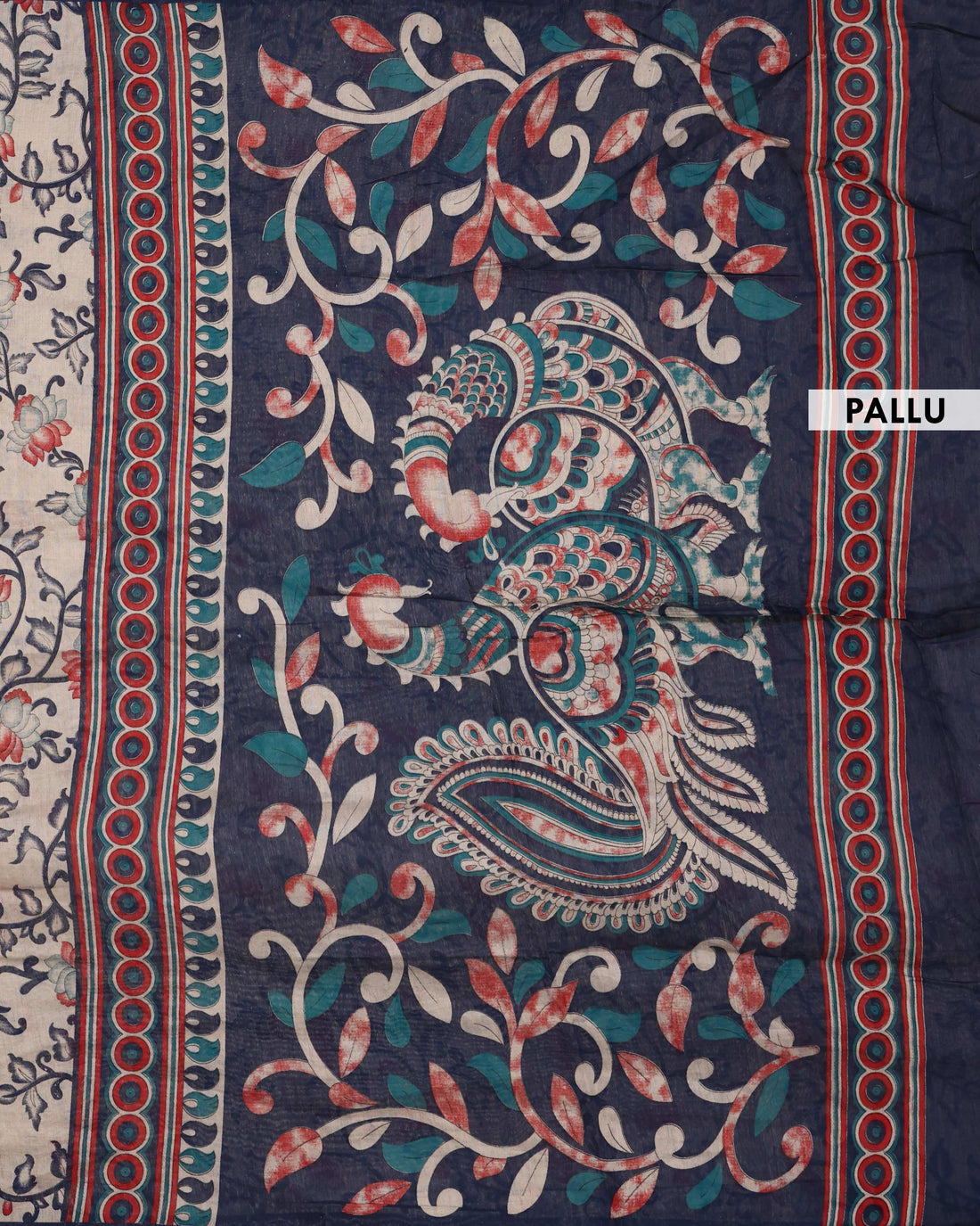 Elegant Semi Chanderi Saree with Floral Motifs Intricate Contrast Border and Traditional Pallu - Cream