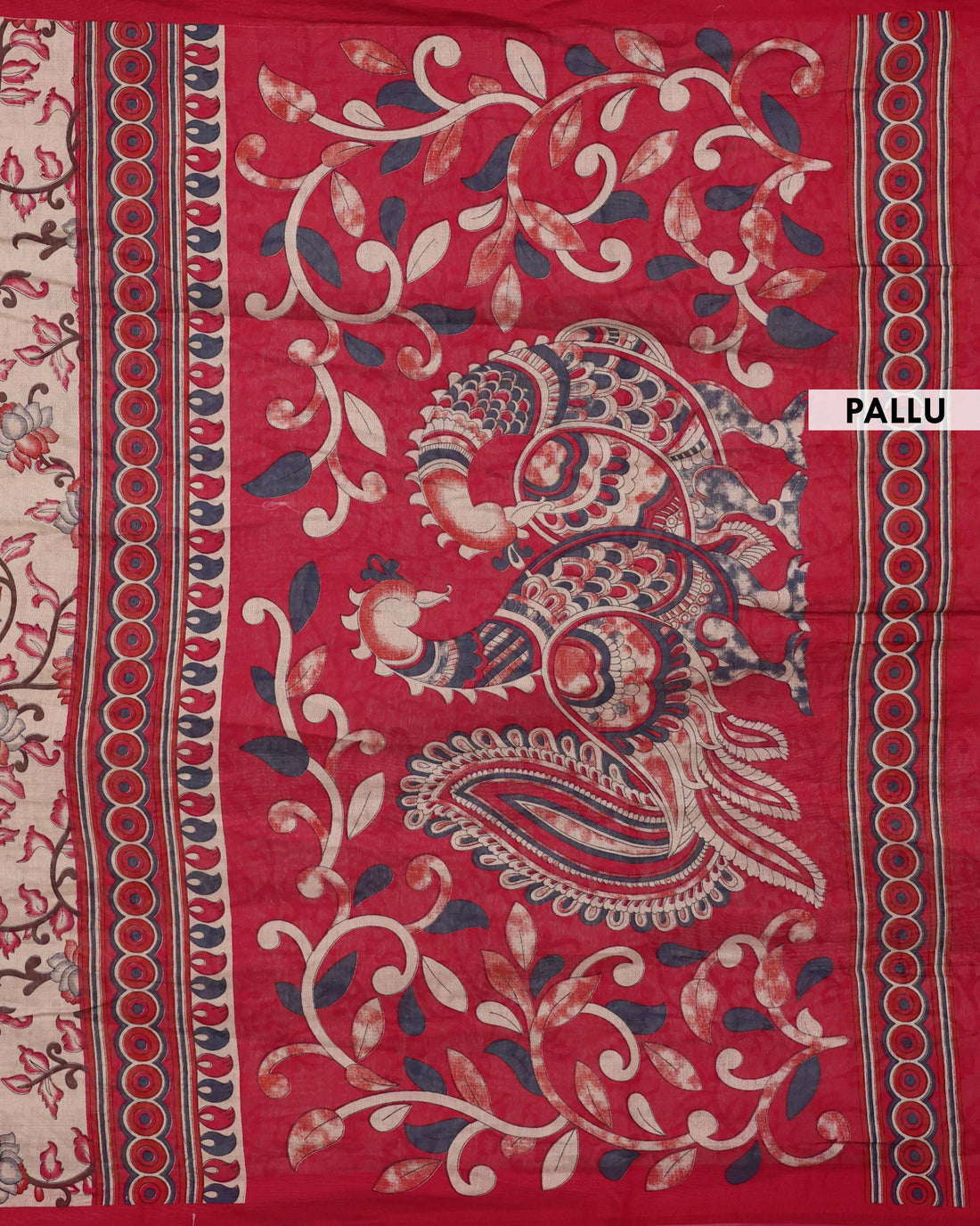 Elegant Semi Chanderi Saree with Floral Motifs Intricate Contrast Border and Traditional Pallu - Cream