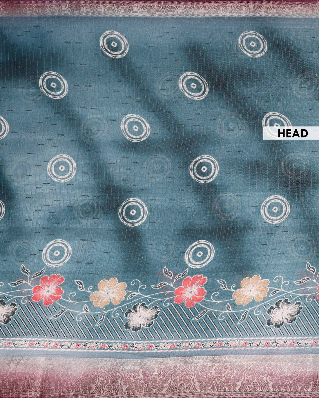 Elegant Dola Saree with Circular Butti Motifs and Traditional Woven Border with Floral Pallu - Teal