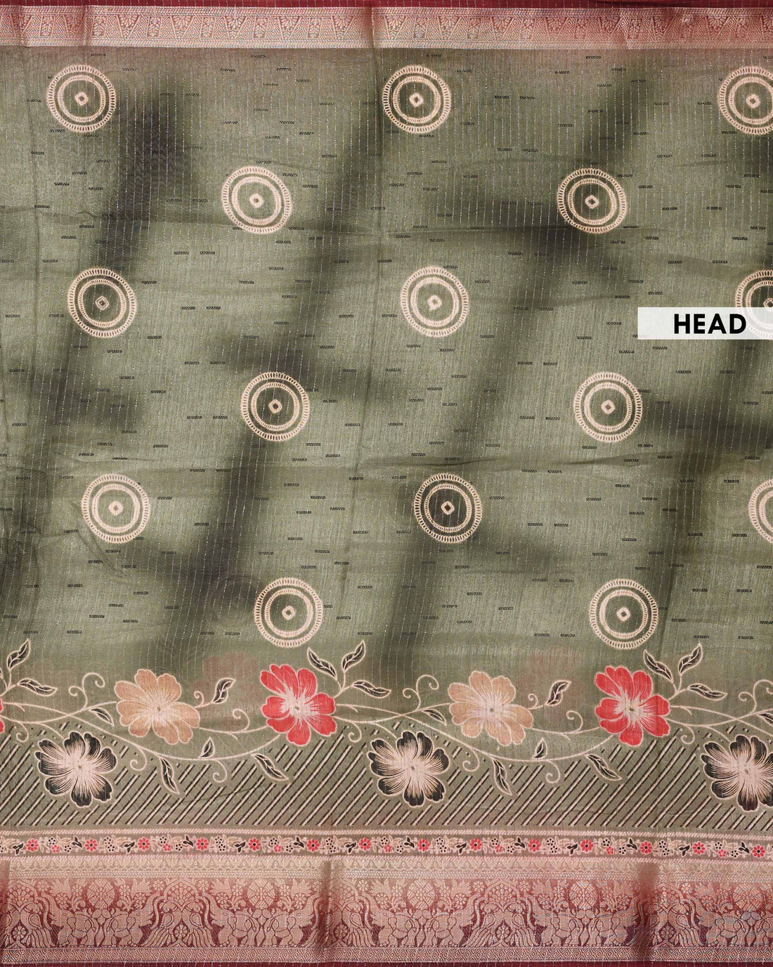 Elegant Dola Saree with Circular Butti Motifs and Traditional Woven Border with Floral Pallu - Green