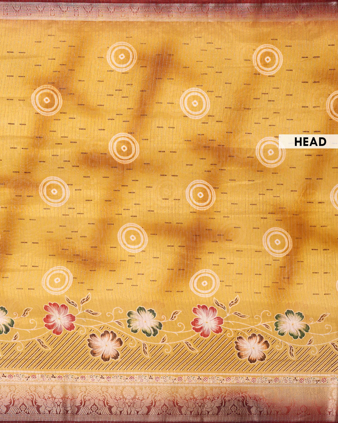 Elegant Dola Saree with Circular Butti Motifs and Traditional Woven Border with Floral Pallu - Yellow