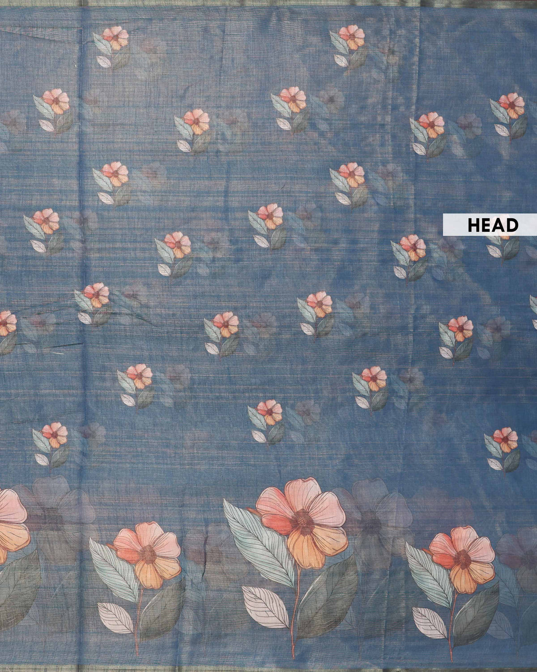 Elegant Dola Saree with Floral Motifs and Intricately Designed Floral Pallu - Blue