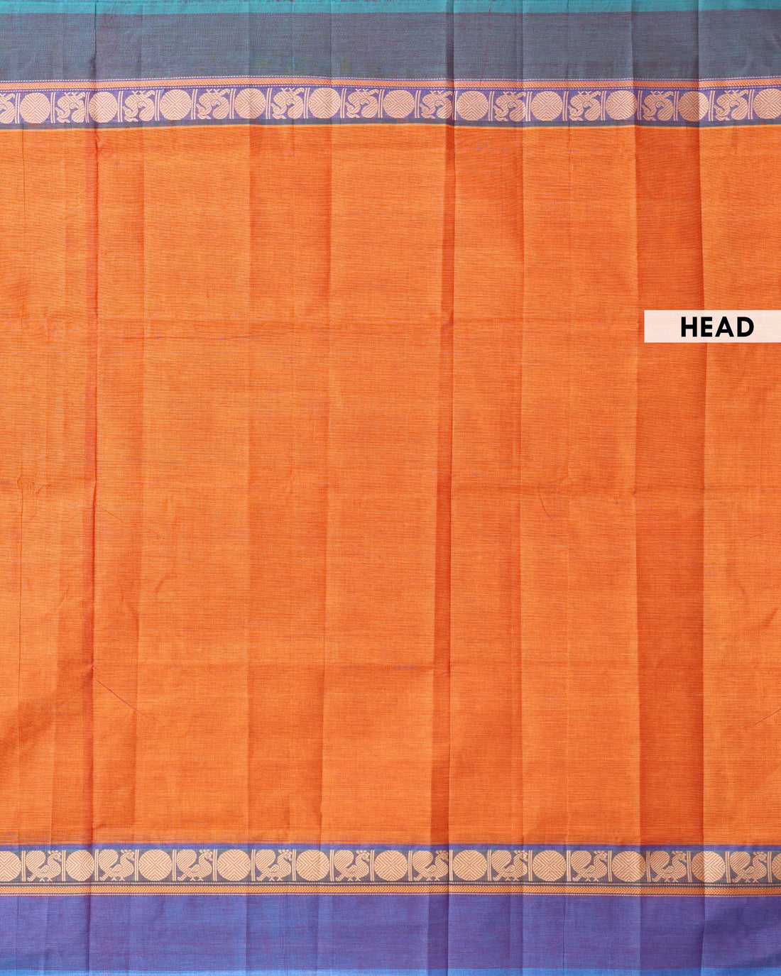 Traditional Venkatagiri Cotton Saree with Plain Body and Intricate Zari Woven Circular & Bird Motif Border - Orange