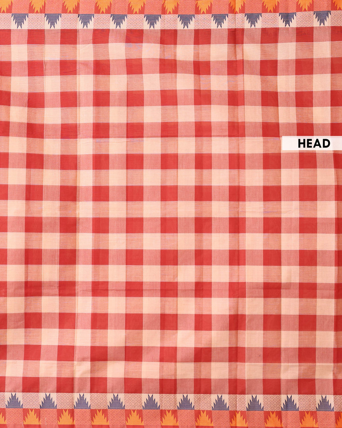 Traditional Venkatagiri Cotton Saree with Classic Checkered Body and Temple Pattern Woven Border - Multi