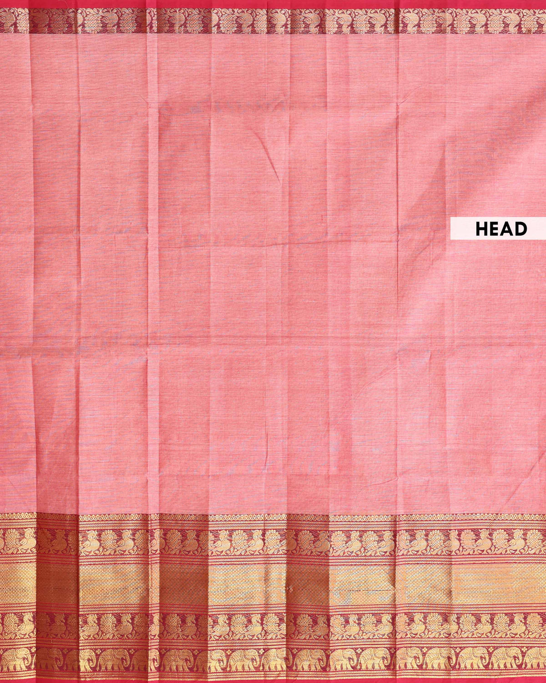 Traditional Venkatagiri Cotton Saree with Plain Body and Intricate Zari Woven Animal & Floral Motif Border - Pink