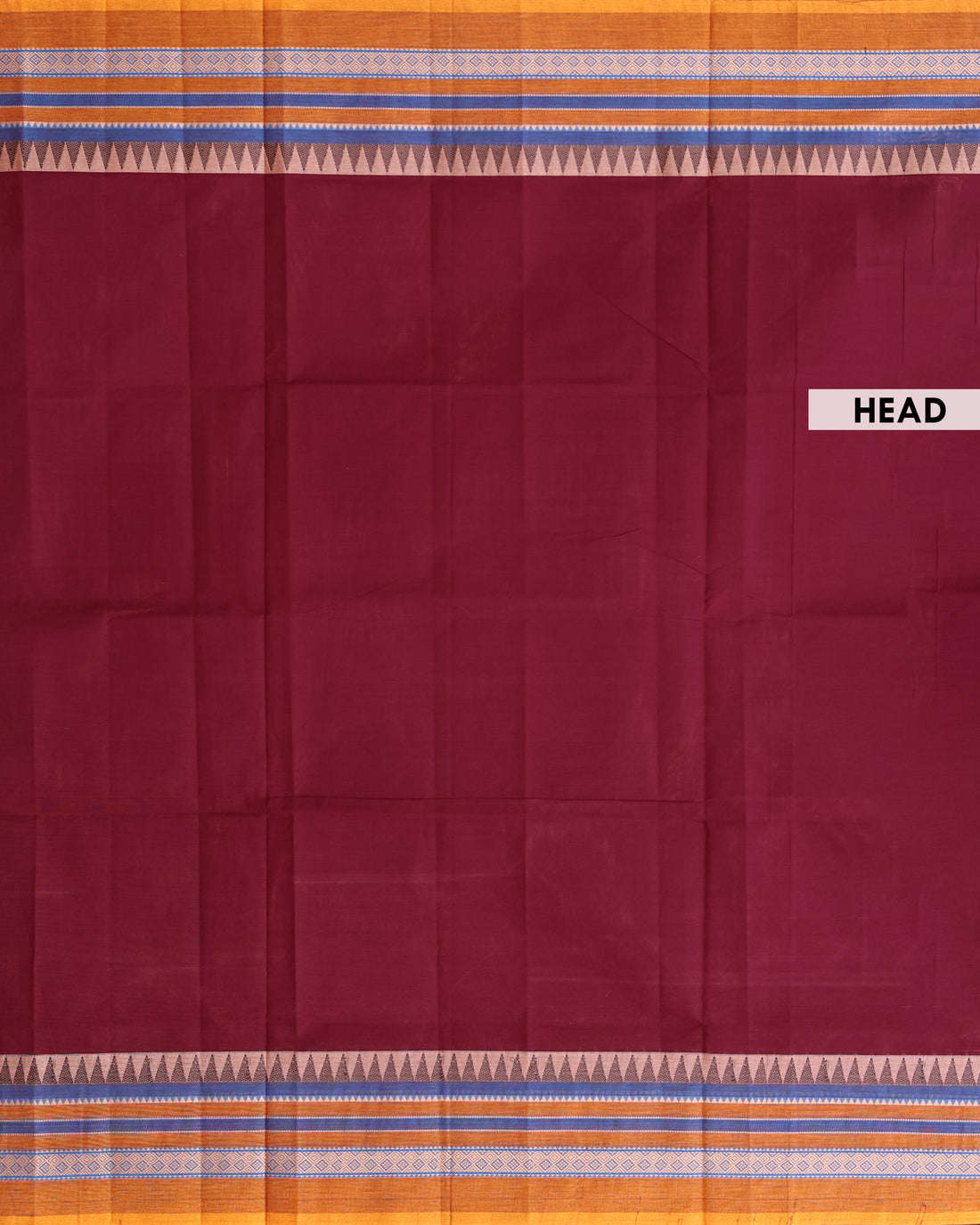 Traditional Venkatagiri Cotton Saree with Plain Body and Classic Woven Temple Border with Geometric Motifs - Maroon