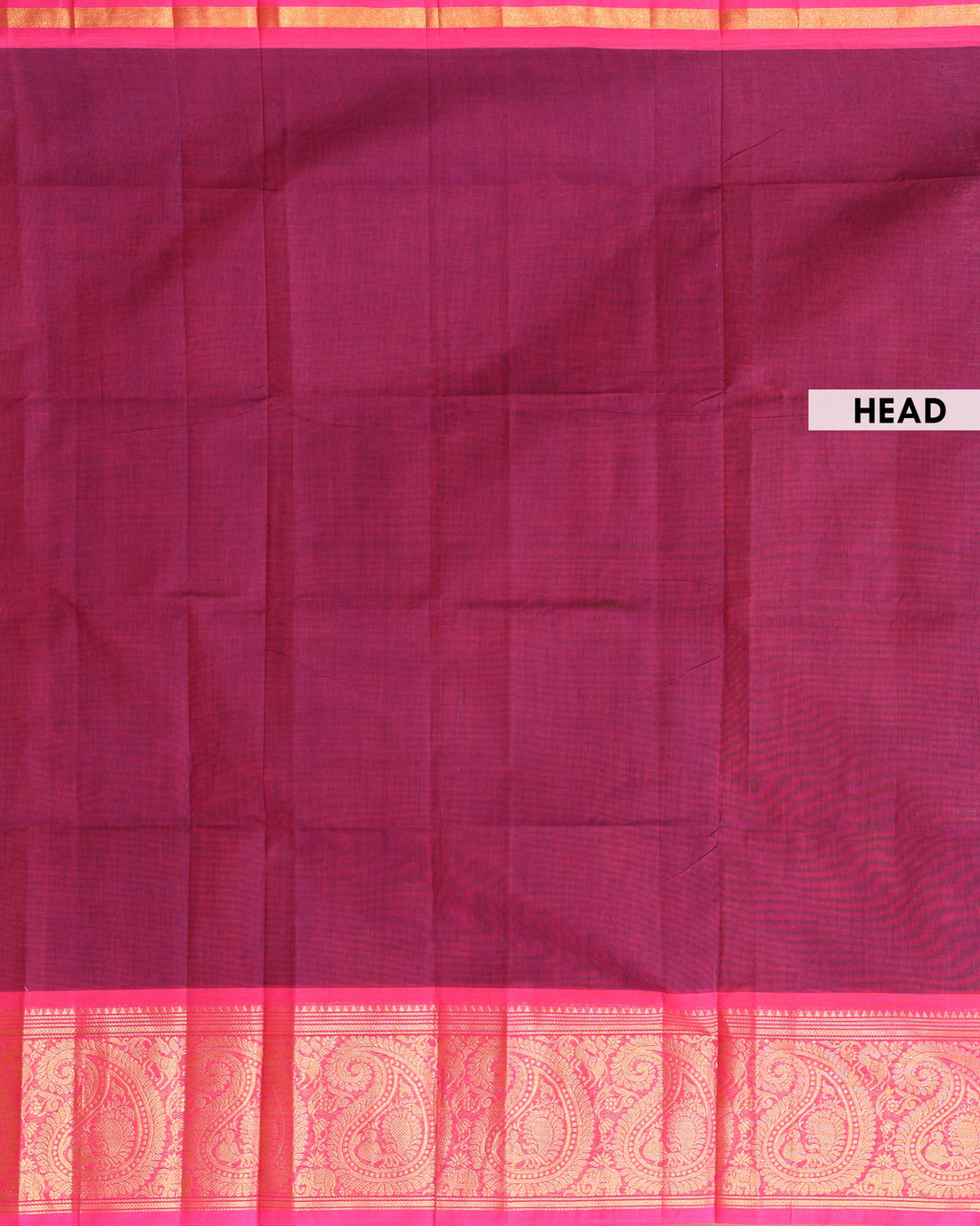 Traditional Venkatagiri Cotton Saree with Plain Body and Rich Zari Woven Paisley & Floral Motif Border - Maroon