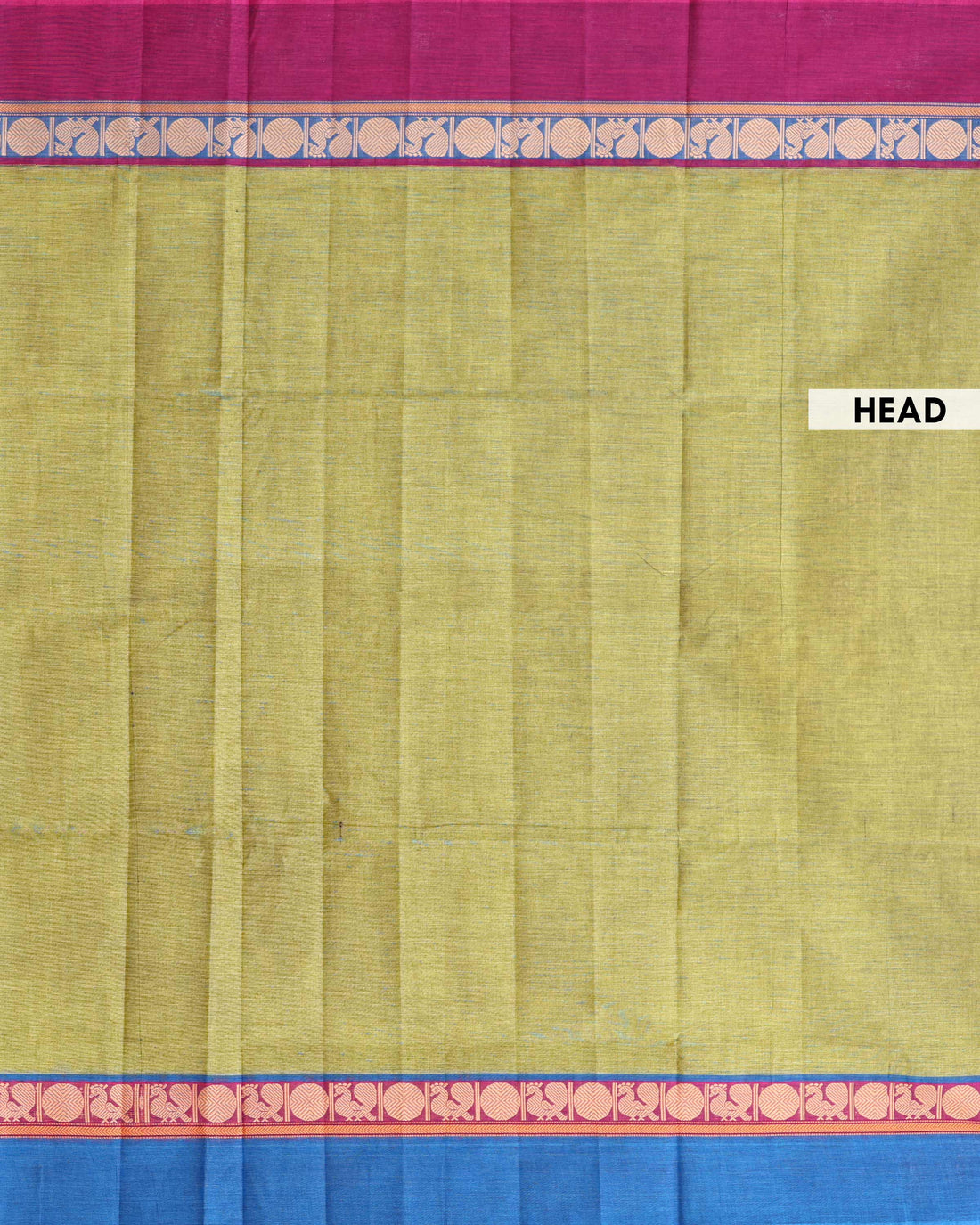 Traditional Venkatagiri Cotton Saree with Plain Body and Intricate Zari Woven Circular & Bird Motif Border - Green