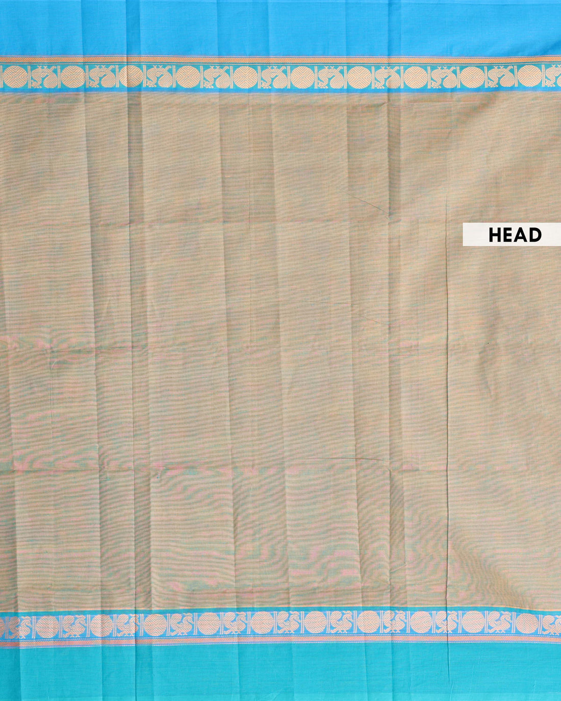 Traditional Venkatagiri Cotton Saree with Plain Body and Intricate Zari Woven Circular & Bird Motif Border - Light Beige