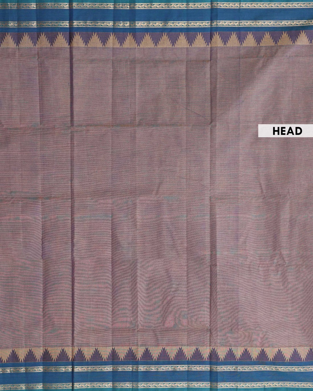 Traditional Venkatagiri Cotton Saree with Plain Body and Intricate Geometric & Woven Zari Border - Brownish Purple