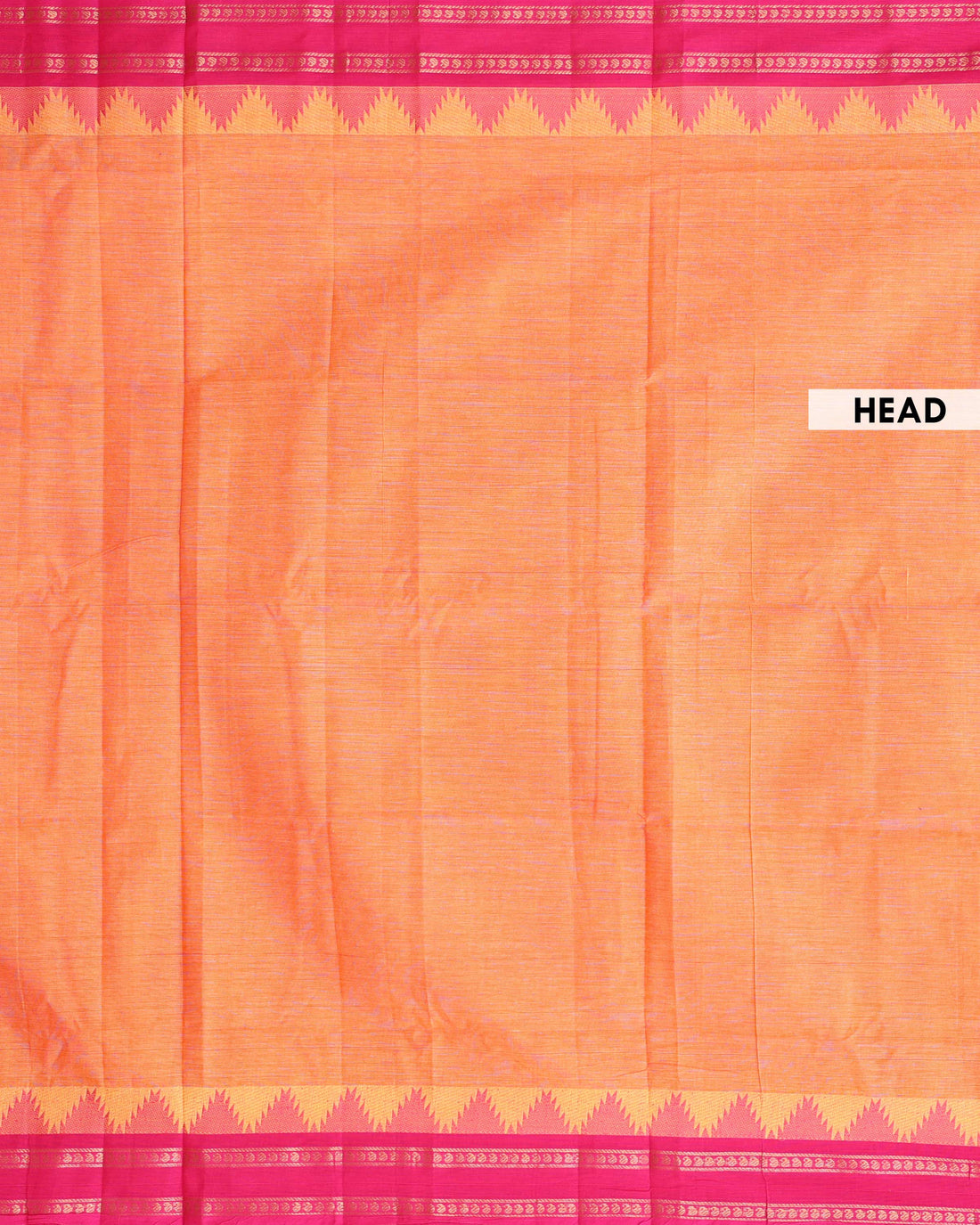 Traditional Venkatagiri Cotton Saree with Plain Body and Intricate Geometric & Woven Zari Border - Orange