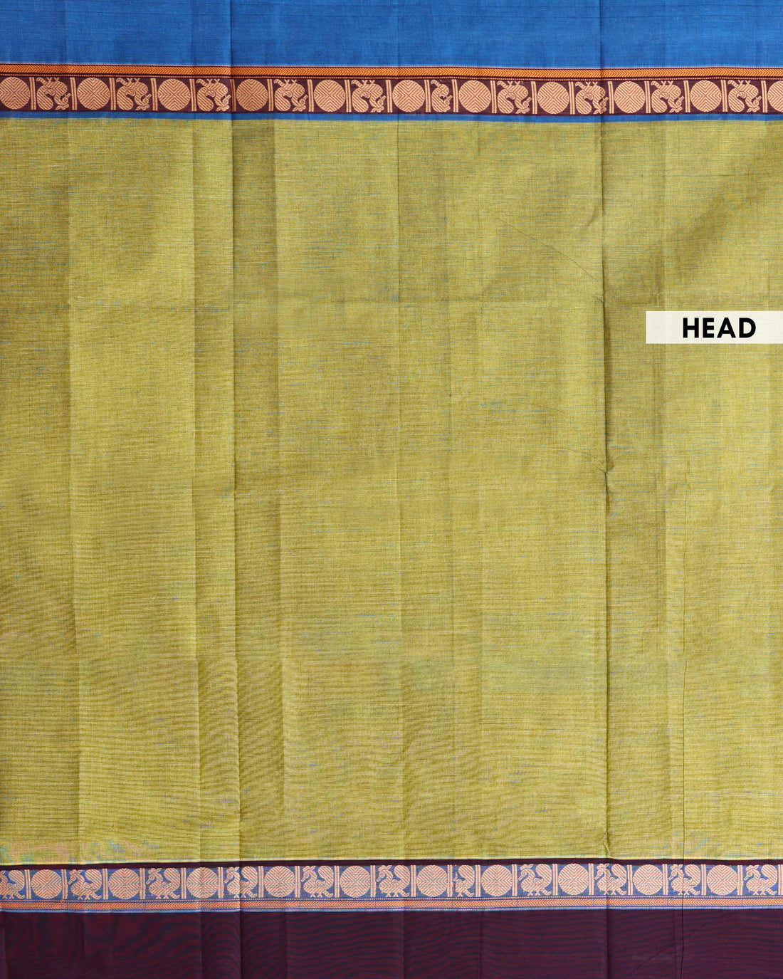 Traditional Venkatagiri Cotton Saree with Plain Body and Intricate Zari Woven Circular & Bird Motif Border -  Lime Green