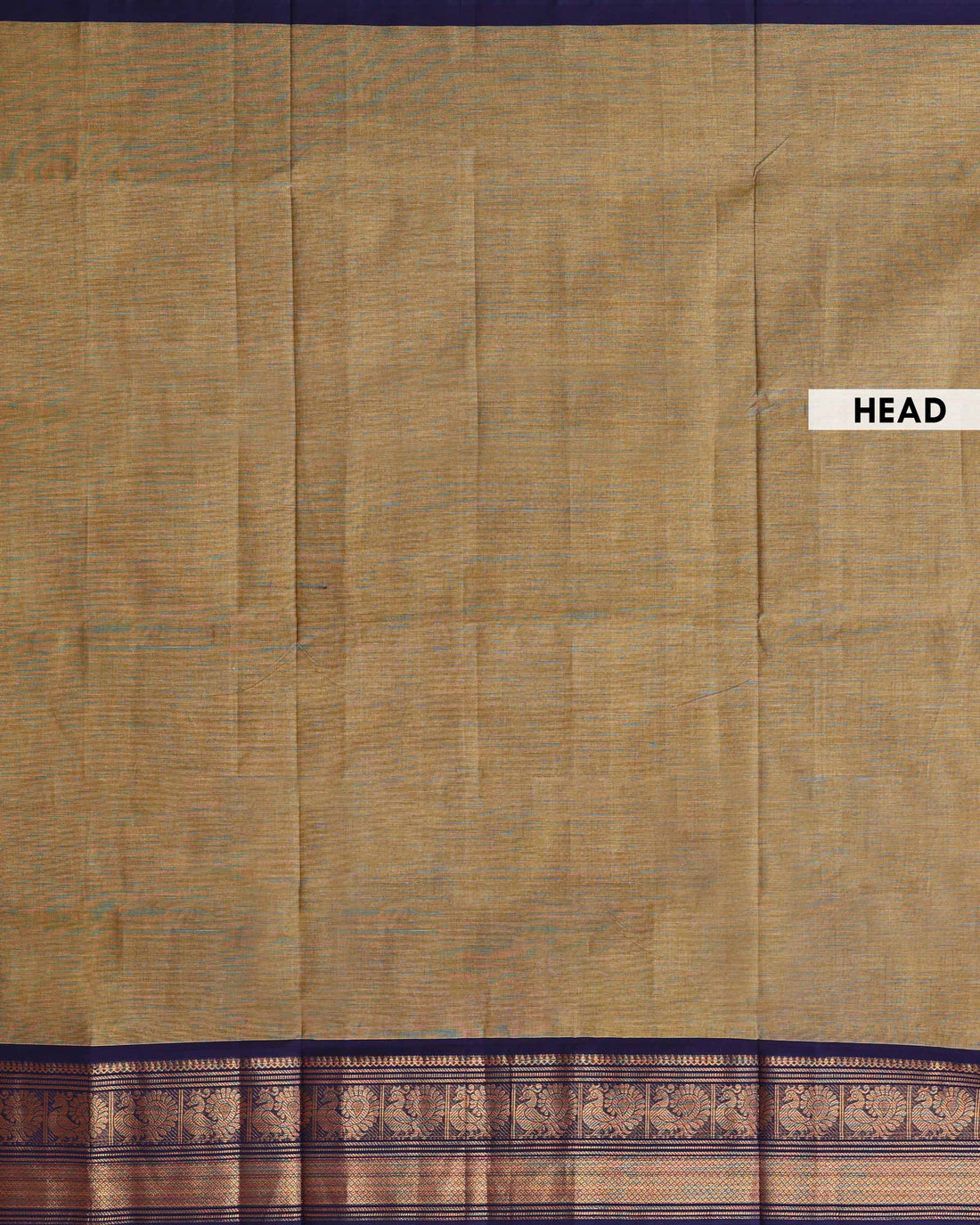 Traditional Venkatagiri Cotton Saree with Textured Body and Intricate Zari Woven Peacock Motif Border - Olive Green