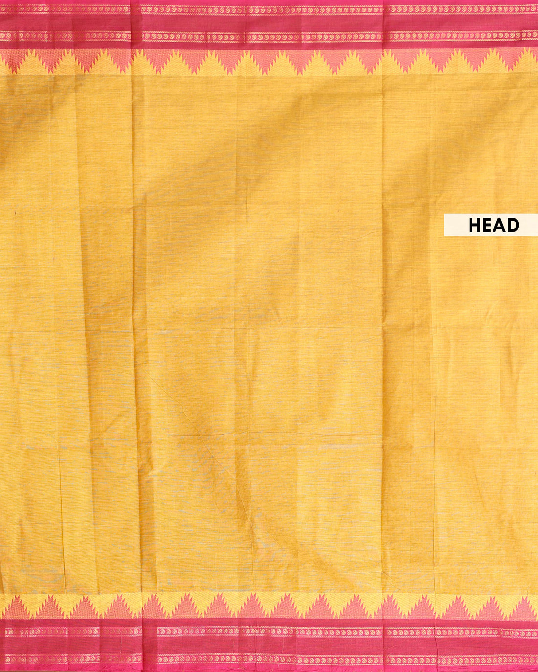 Traditional Venkatagiri Cotton Saree with Plain Body and Intricate Geometric & Woven Zari Border - Yellow