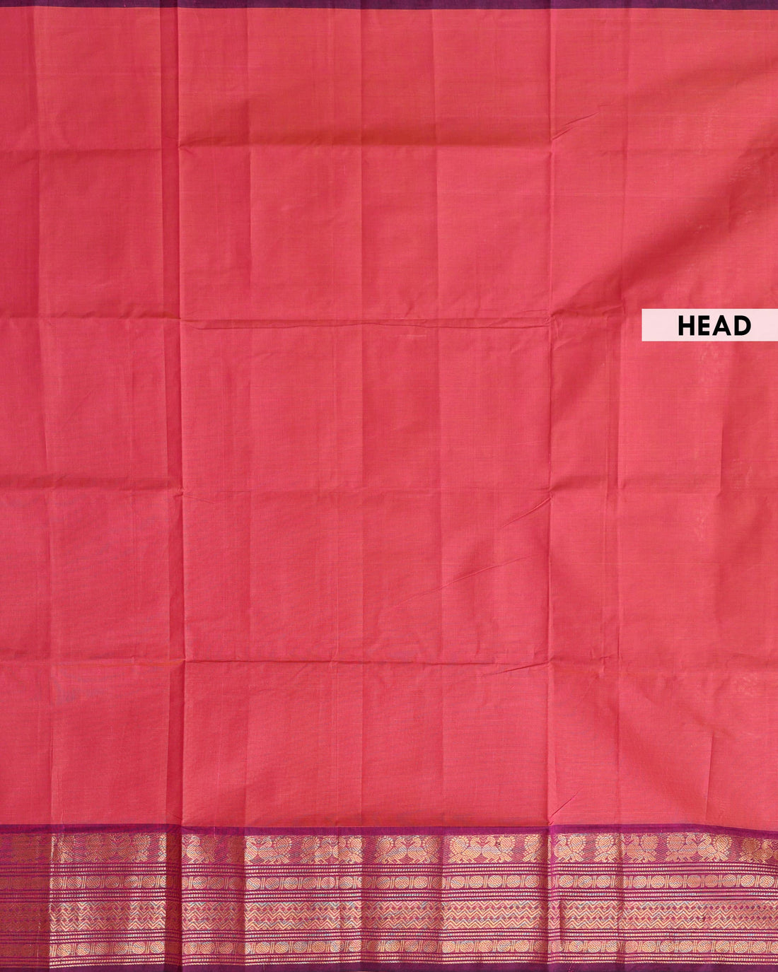 Traditional Venkatagiri Cotton Saree with Plain Body and Zari Woven Peacock Motif Border - Pink