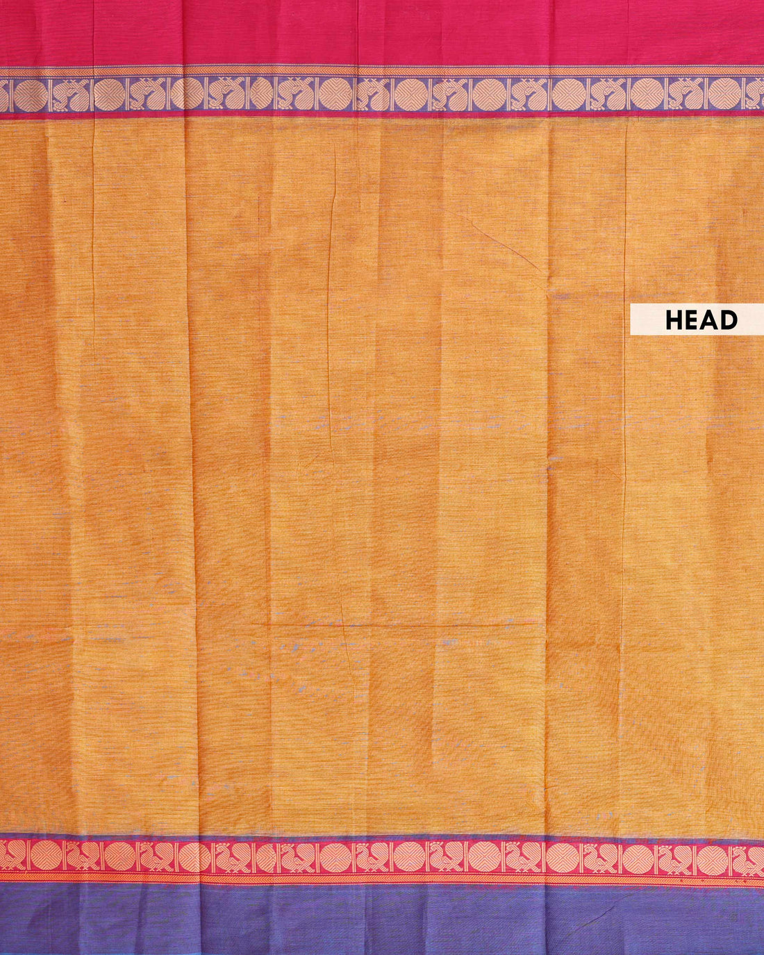 Traditional Venkatagiri Cotton Saree with Plain Body and Intricate Zari Woven Circular & Bird Motif Border - Yellow